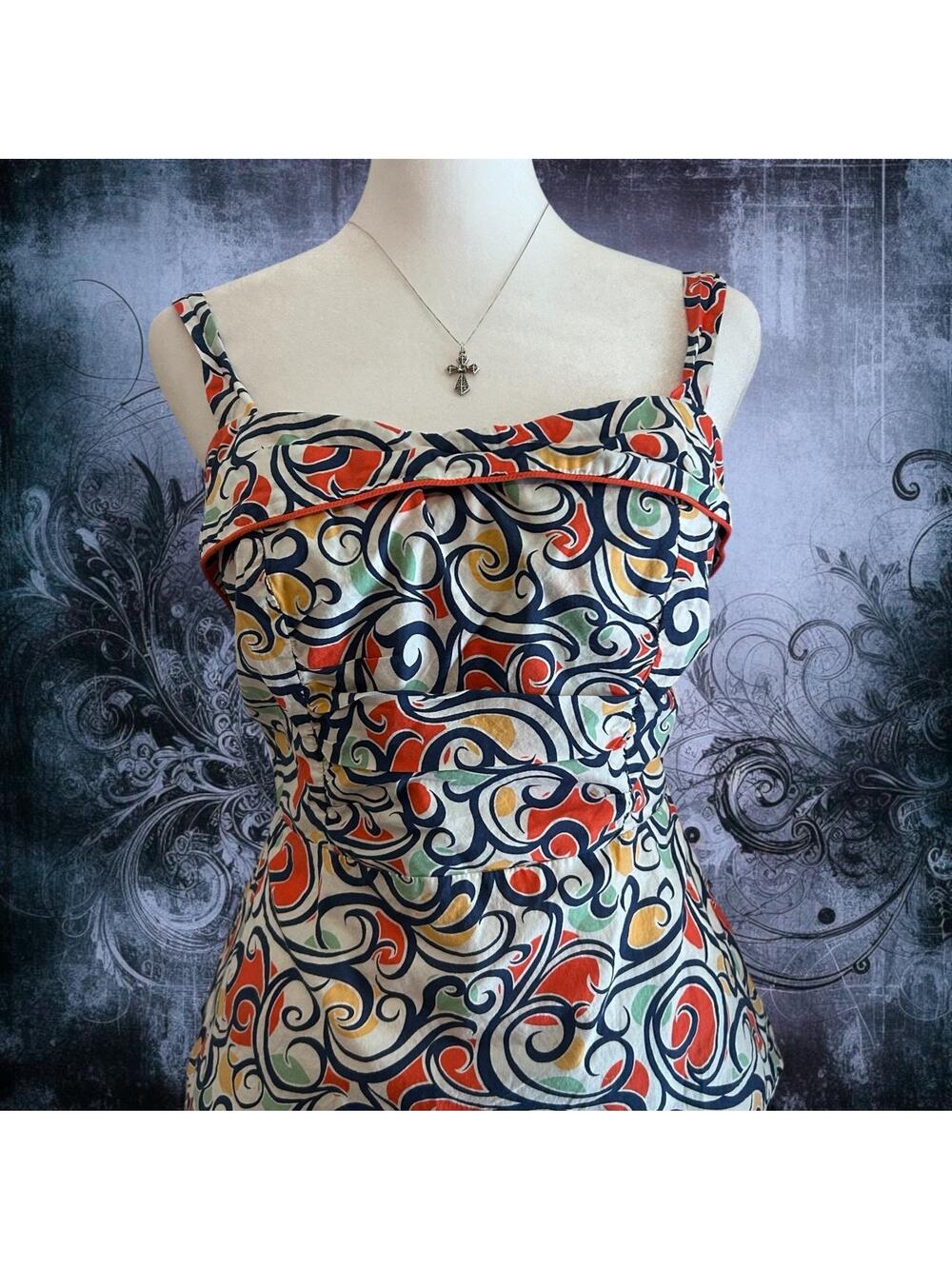 swirly baroque vibrant y2k cami top super cunty